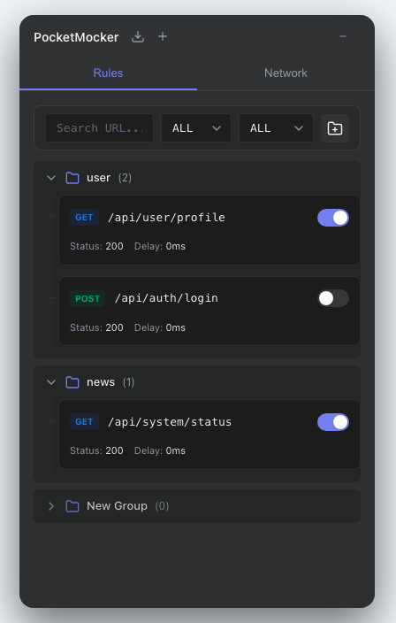 Rule List with Groups